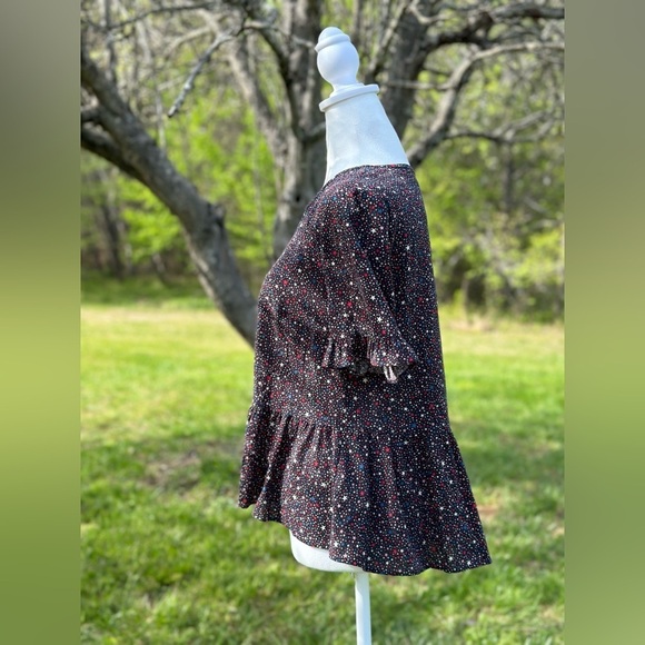 Madewell Women's Starry Night Ruffled Hem Short Sleeve Blouse Size‎ Small - Picture 2 of 8